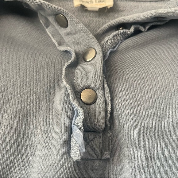 *boutique* Peach Love dusty blue pullover distressed - Picture 3 of 7